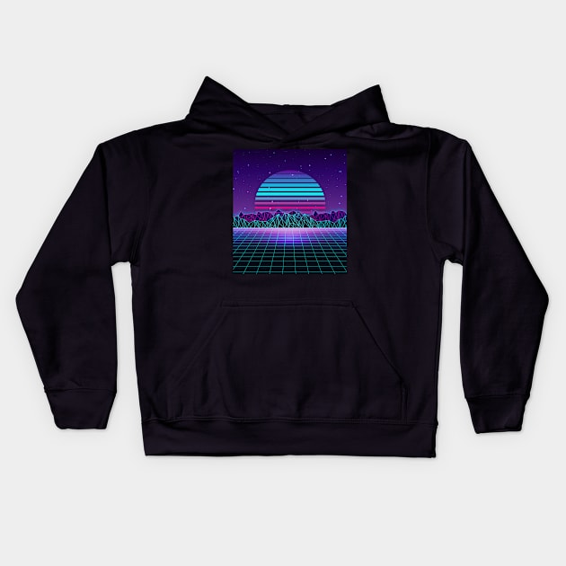 Sunset Futuresynth Kids Hoodie by edmproject